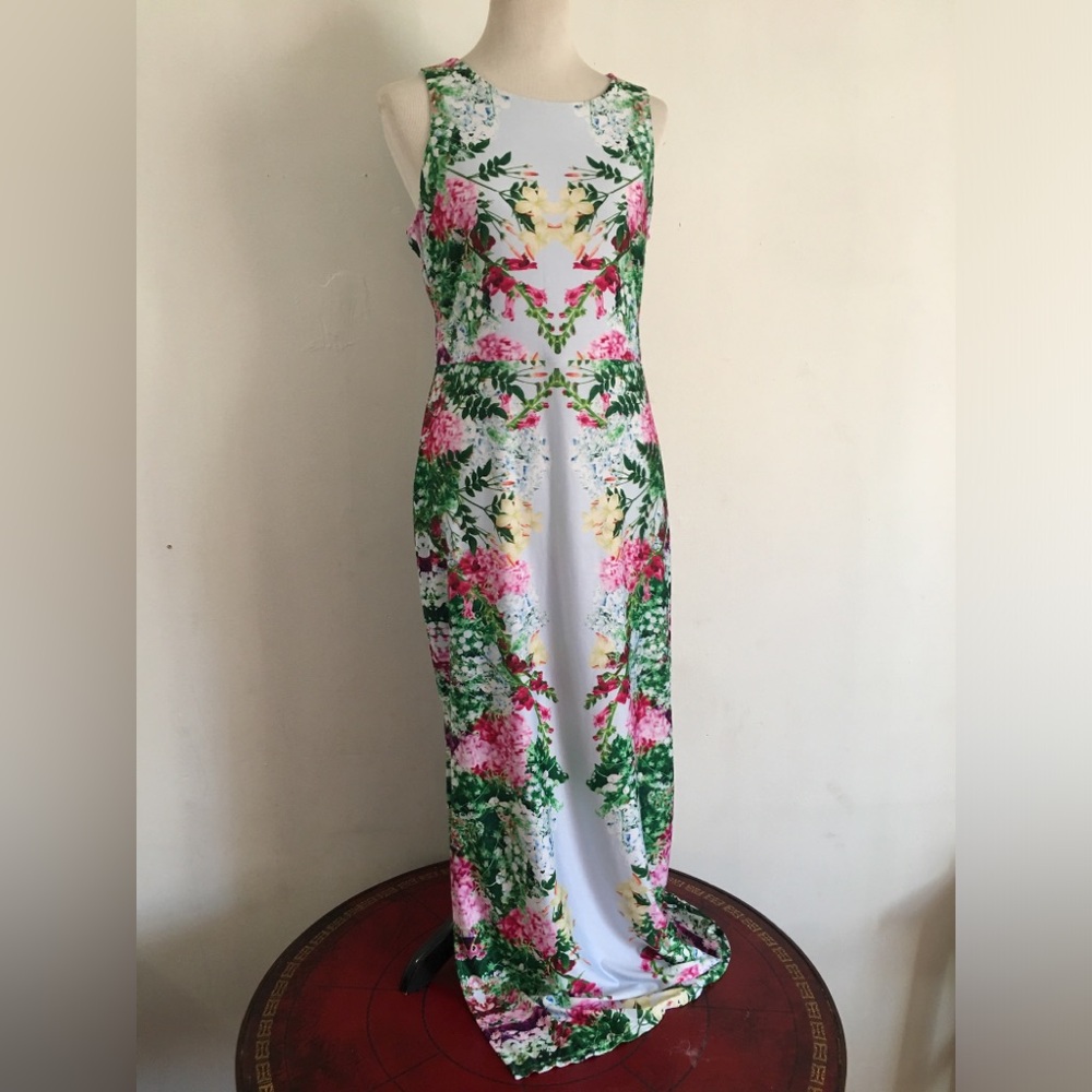 Guess Floral BodyCon Maxi Cutout Dress: Size 12